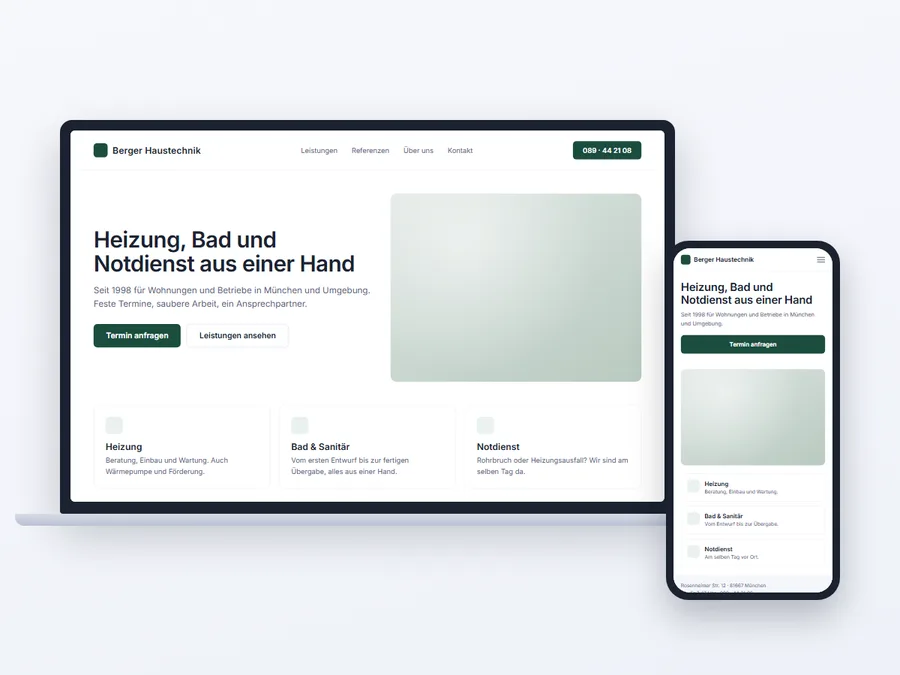 Dieselbe Website auf einem Laptop und einem Smartphone